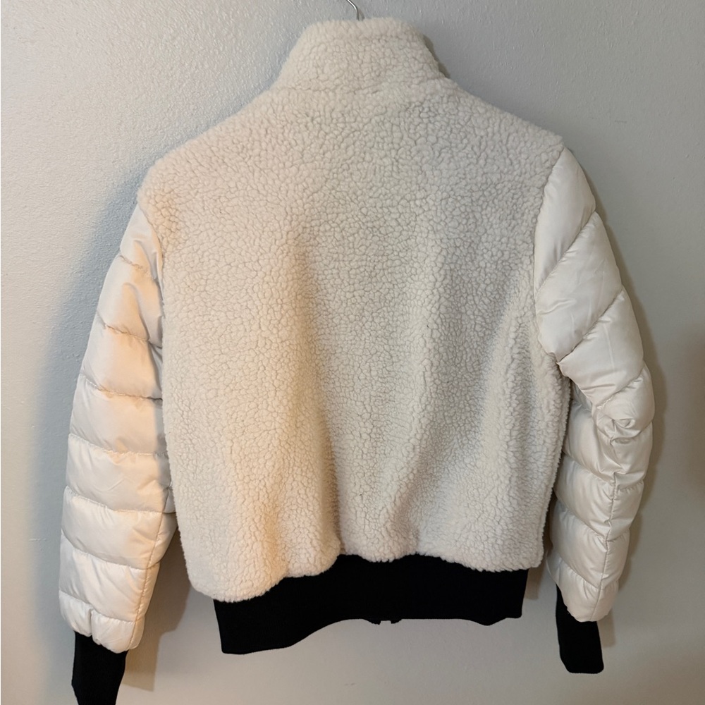 Off-white sherpa fleece and puffer mixed bomber jacket - Picture 2 of 4